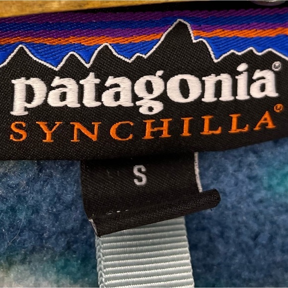Patagonia Vintage Small Synchilla Trout Tales Elwha Blue Snap-T Fleece - Picture 14 of 15